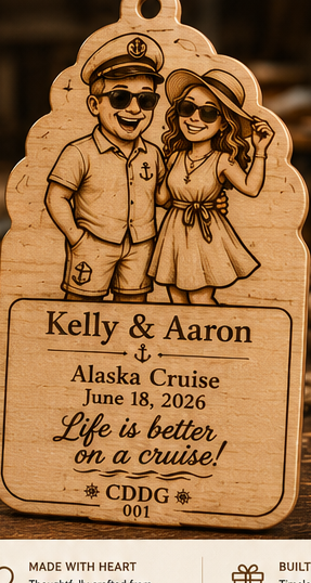 Personalized Kelly and Aaron cruise keepsake mockup